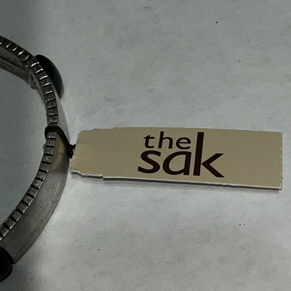 The Sak Black Enamel Stone Stretch Silver‎ Fashion Bracelet New with Tag